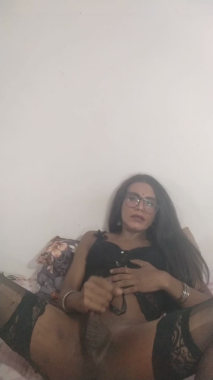 Watch Indian sissy Cumming on live stream wearing black stockings Shemale Porn Videos | TranSexBig.