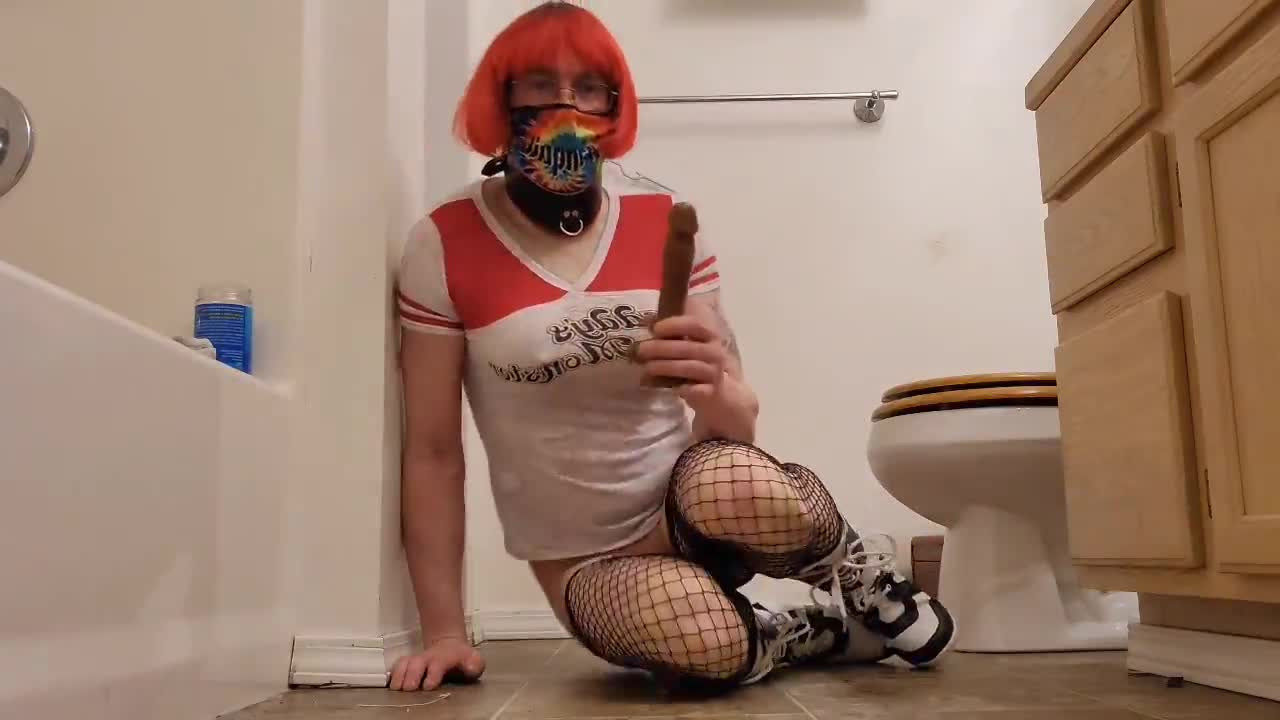 Watch Cosplay Sissy in chastity riding her dildo Shemale Porn Videos | TranSexBig.