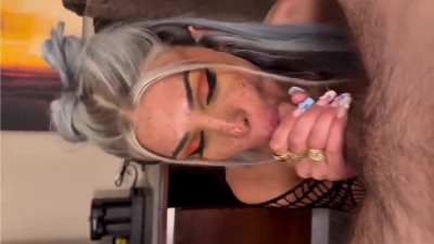 Freckled silver haired tranny pov sex tape on her ass