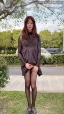 young woman ejaculates outdoors