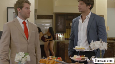 Bride to be cheater fucked by TS guests