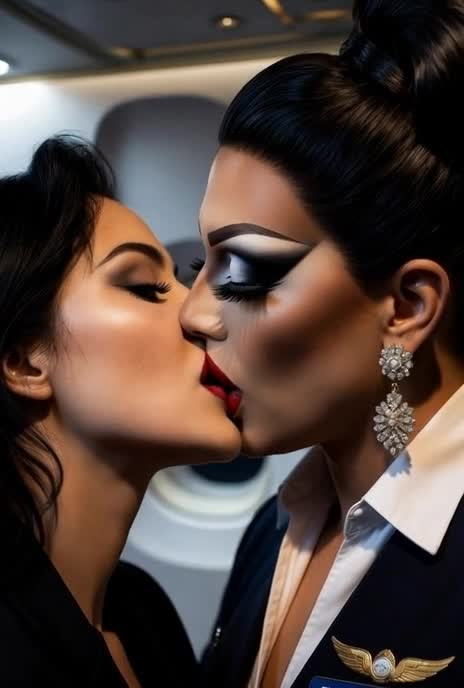 Watch Drag Queen Flight Attendant Kisses Woman Shemale Porn Videos | TranSexBig.