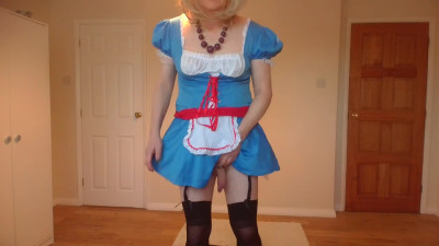 Gothic look lingerie strip in blue costume