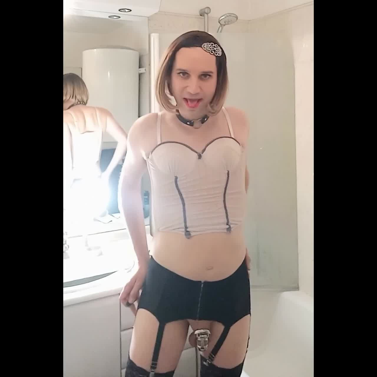 Watch Alexa french crossdresser slut showing face, ass and cock in chastity Shemale Porn Videos | TranSexBig.