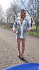 Sexy Crossdresser kellycd2022 out for an afternoon drive in pantyhose and heels