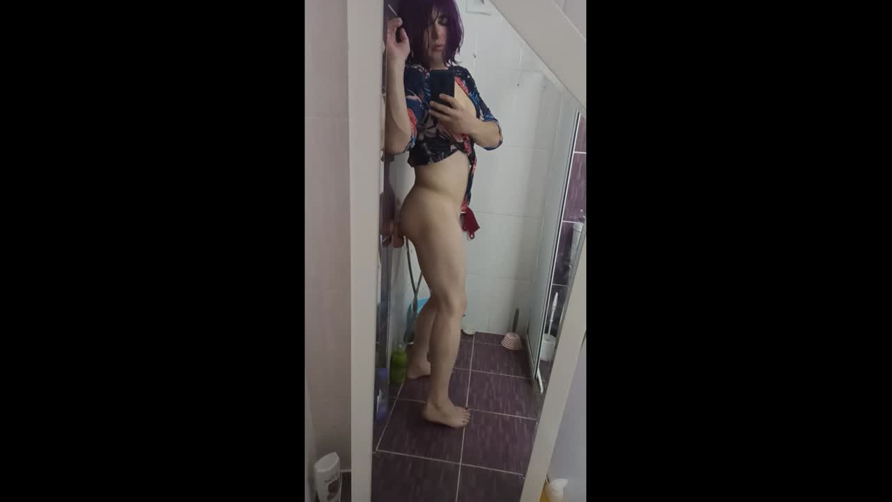 Watch Cd Enjoys Shower with Big Dildo Shemale Porn Videos | TranSexBig.
