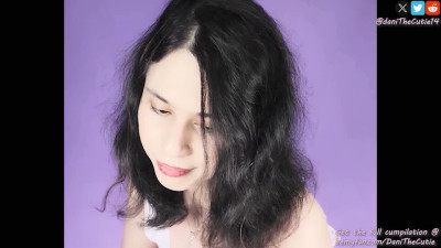 Pretty tranny DaniTheCutie gets fucked rough by a dildo machine before you cum on her feet