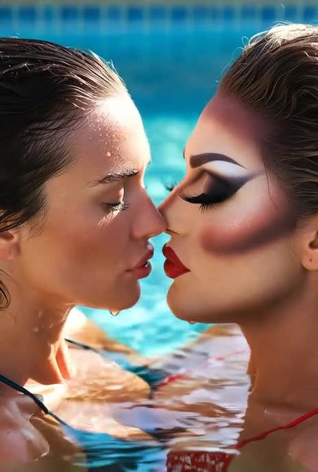 Watch Trans Woman Kisses Woman In Pool Shemale Porn Videos | TranSexBig.