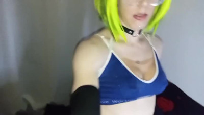 Fit trans double anal toys gaping