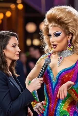 Watch Drag Queen Kisses Female Reporter Shemale Porn Videos | TranSexBig.