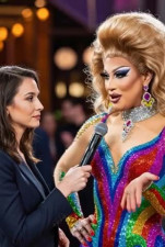 Drag Queen Kisses Female Reporter