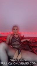 Sexy femboy in bodystocking and heels makes use of his 3 set dildo and fingers