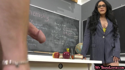 Trans tattooed teacher fucked by male student in anal hole