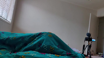Asian Transgirl Warms Up GF With BJ Under Sheets Facefu