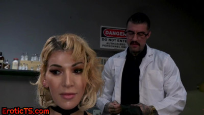 Gagging tattooed Tranny creampied by dominant doctor