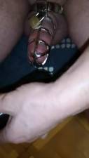 jizzing notfake stiff in chastity and my wand