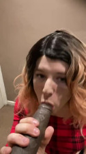 Short and sweet dildo BJ