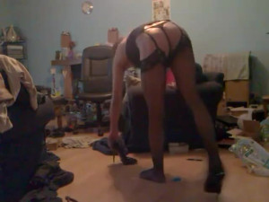 having fun in a hot ebony classic basque