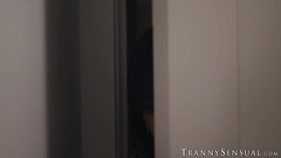 Exotic TS hottie riding big cock and moaning hard