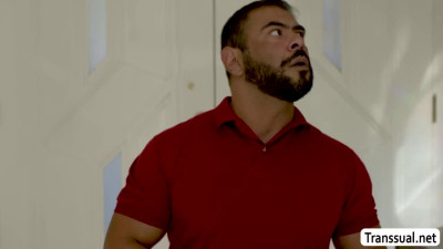 Handsome dude enjoys barebacking the ass of rich TS neighbor