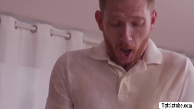 shemale boss throats and rides the big cock of guy secretary