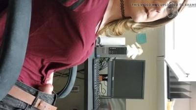 Cute trans masturbates in office