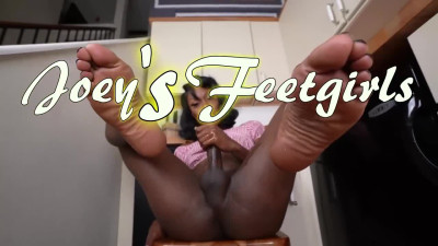 Ebony Trans Girlfriend Gives her First Footjob POV