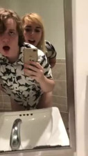 Sexy tranny fucks gf in public bathroom