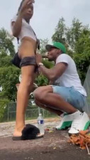 ebony guy licks with gets fucked public
