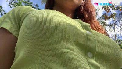 VERY SEXY AMATEUR TANNED SHEMALE MASTURBATING OUTDOOR