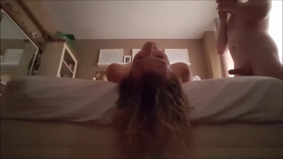 Sexy ts gags as her lover fucks her throat
