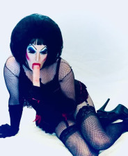 Heavy Makeup Whore Sucks and Deep Throats Dildo for Master on Cam