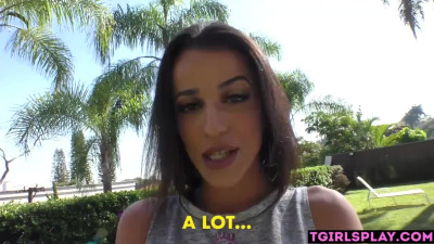 Big titted latina transsexual Pietra Radi really needs an ass to fuck it