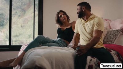 Big dude rimjob and bareback fucks his Trans Woman stepsis