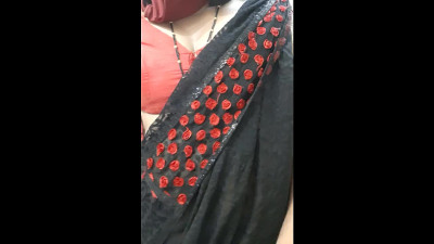Indian Sissy Silk In Hot Black Saree...