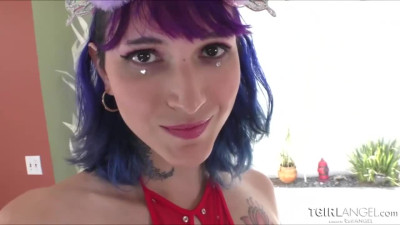 Shemale beauty Flowergoth rimmed and sucks dick before she receives a sensual anal break in